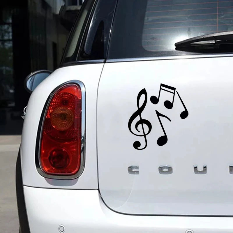 Car Stickers Treble Clef and Music Score Funny PVC Car Decoration Accessories Stickers Creative Waterproof Black/White,17Cm*15Cm