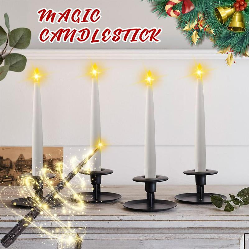 20 Pack Hanging Floating Flameless LED Candles with Wand Remote - Taper Candles with 6H Timer – 164Ft Fishing Line, Hooks – Magic Wand Candles for Halloween, Christmas, Party, Bedroom Decorations