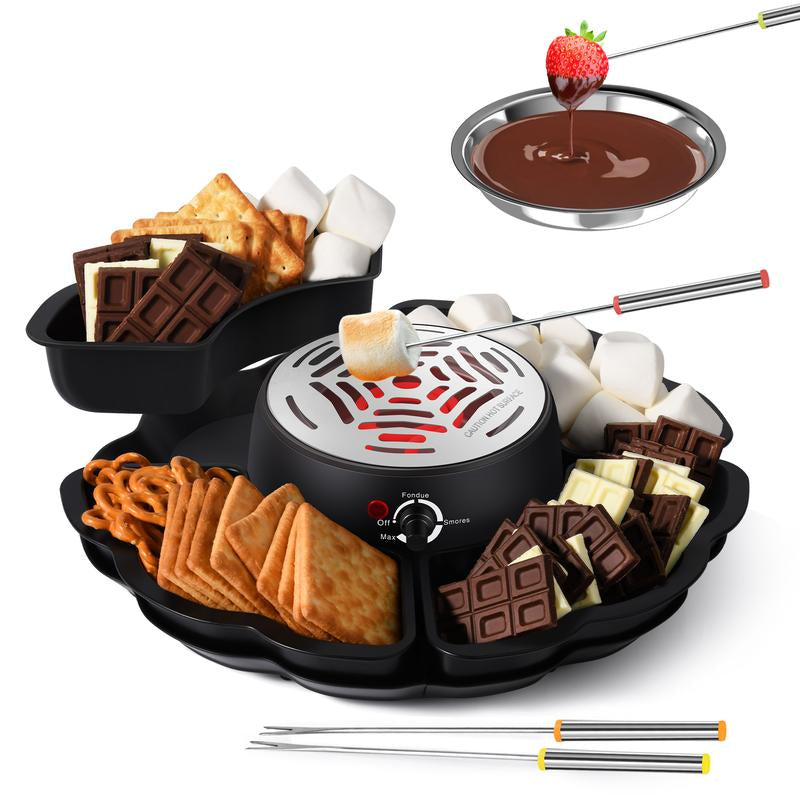 Ultimate 2-In-1 Electric S'Mores Maker & Chocolate Hot Pot - Perfect for Movie Nights & Housewarming Gifts!