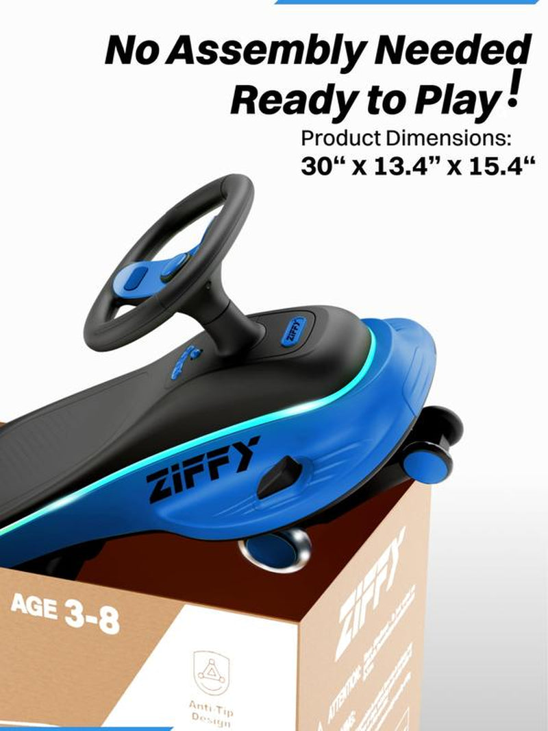 ZIFFY 6V 5.5A Electric Wiggle Car with Pedal, Light-Up, Rechargeable Battery, 2-In-1 Swing Car, 2 Speed Ride-On Toy, Anti-Rollover, Flashing Wheels, for Ages 3+ (Up to 170 Lbs),Blue&Pink Tiktokshopbacktoschool