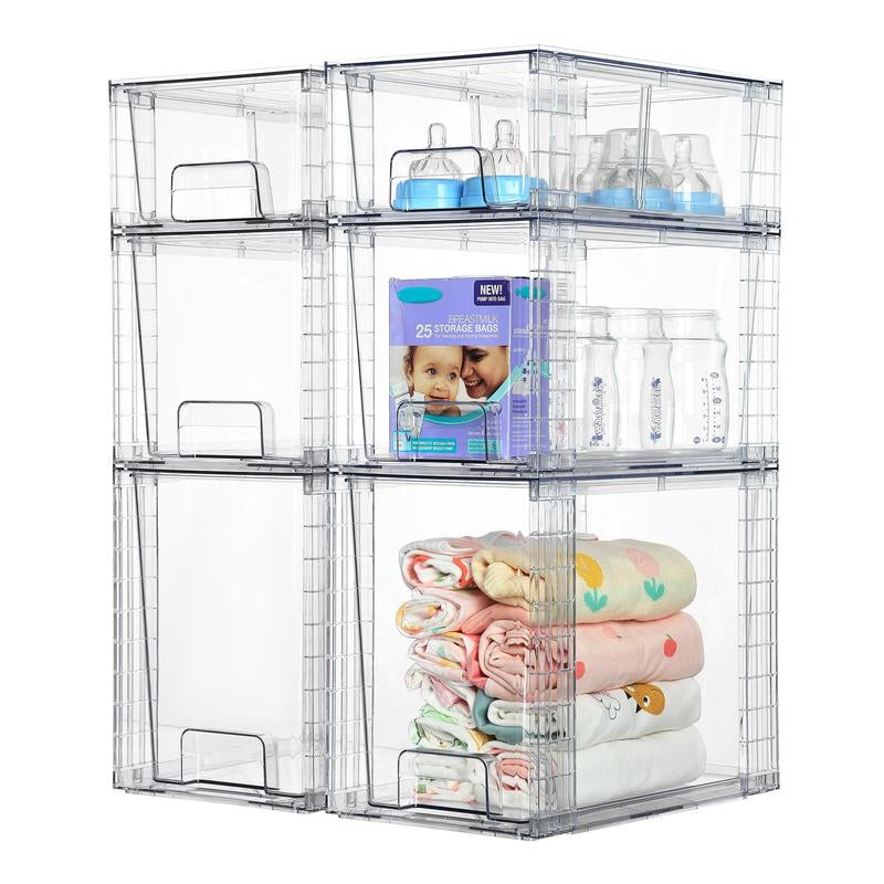 Transparent Stackable Drawer Organizer with Handles for Bathroom Kitchen Pantry under Sink Cabinet Closet Makeup Multifunctional Storage Solution 5-10Kg Capacity, 3-Tier Metal Rolling Cart with Wheels Pink