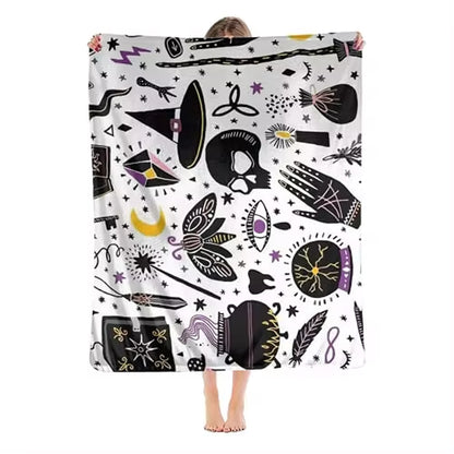 RETRO Halloween Ghost Witch Halloween Decorations Blankets, Throw Blanket for Couch Soft Halloween Party Blankets