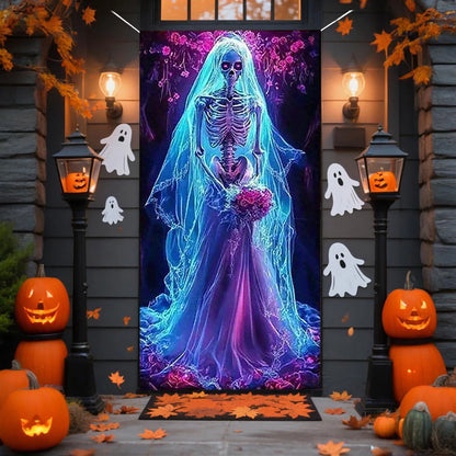 Halloween Door Cover Tapestry - Durable Polyester Fabric Decoration for Party, Classroom, Home (90X180Cm, Easy to Install)