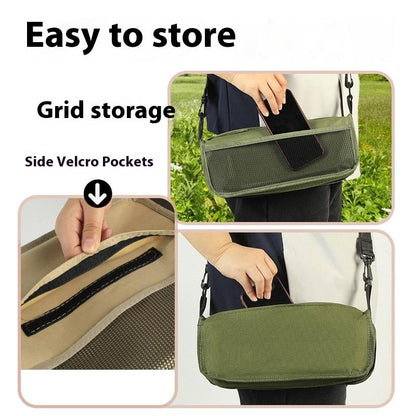 Portable Outdoor Folding Chair with Shoulder Strap 1.5Lbs Ultra Light Max Load Capacity 265Lbs Two Side Pockets Velcro Storage for Queuing Fishing Hiking Tours BBQ Parties Elderly Camping Equipment Supplies