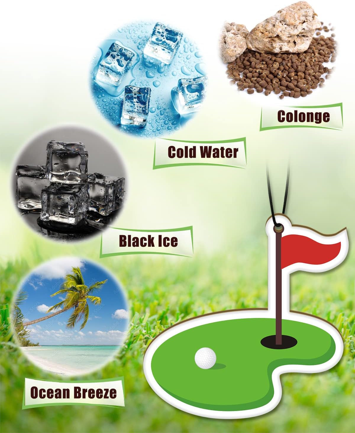 Golf Car Air Fresheners Hanging Accessories Slice Scented Perfume Air Freshener Interior Room Decor for Golf Lover Pendant Golf Gifts for Men
